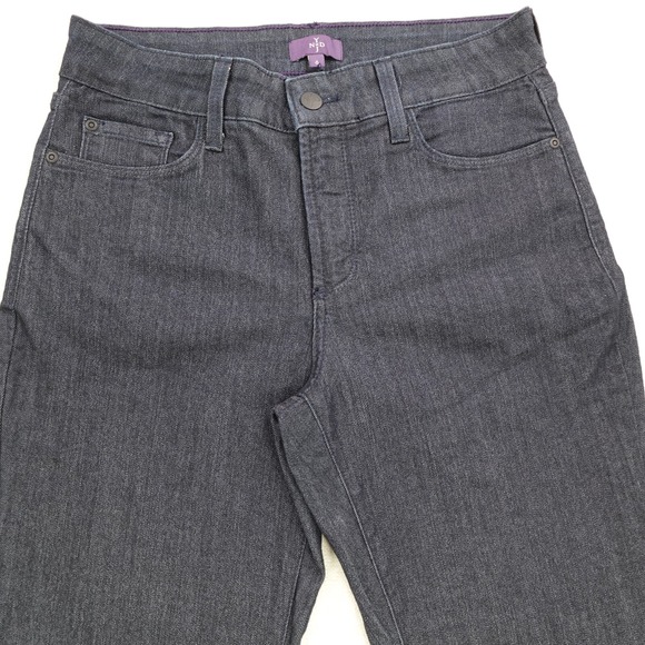 NYDJ Jeans 6 Blue Straight Leg Dark Wash Embellished Pocket Lift Tuck Stretch - Picture 5 of 14